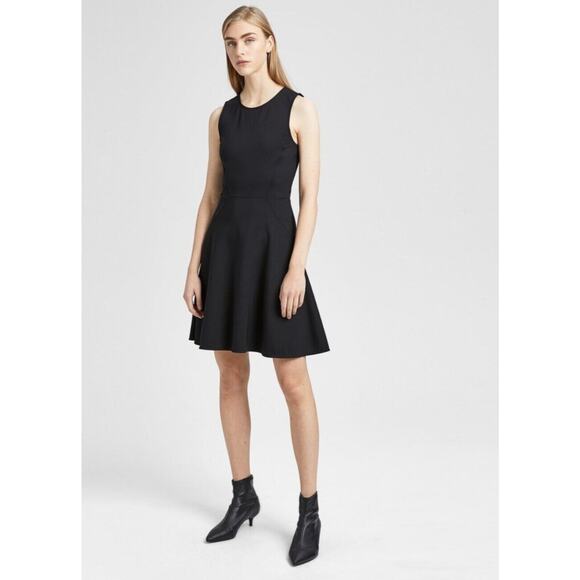 Theory Stretch Nylon Black Mod Panel Dress Retail $ 345 Size Small EUC - Picture 2 of 10